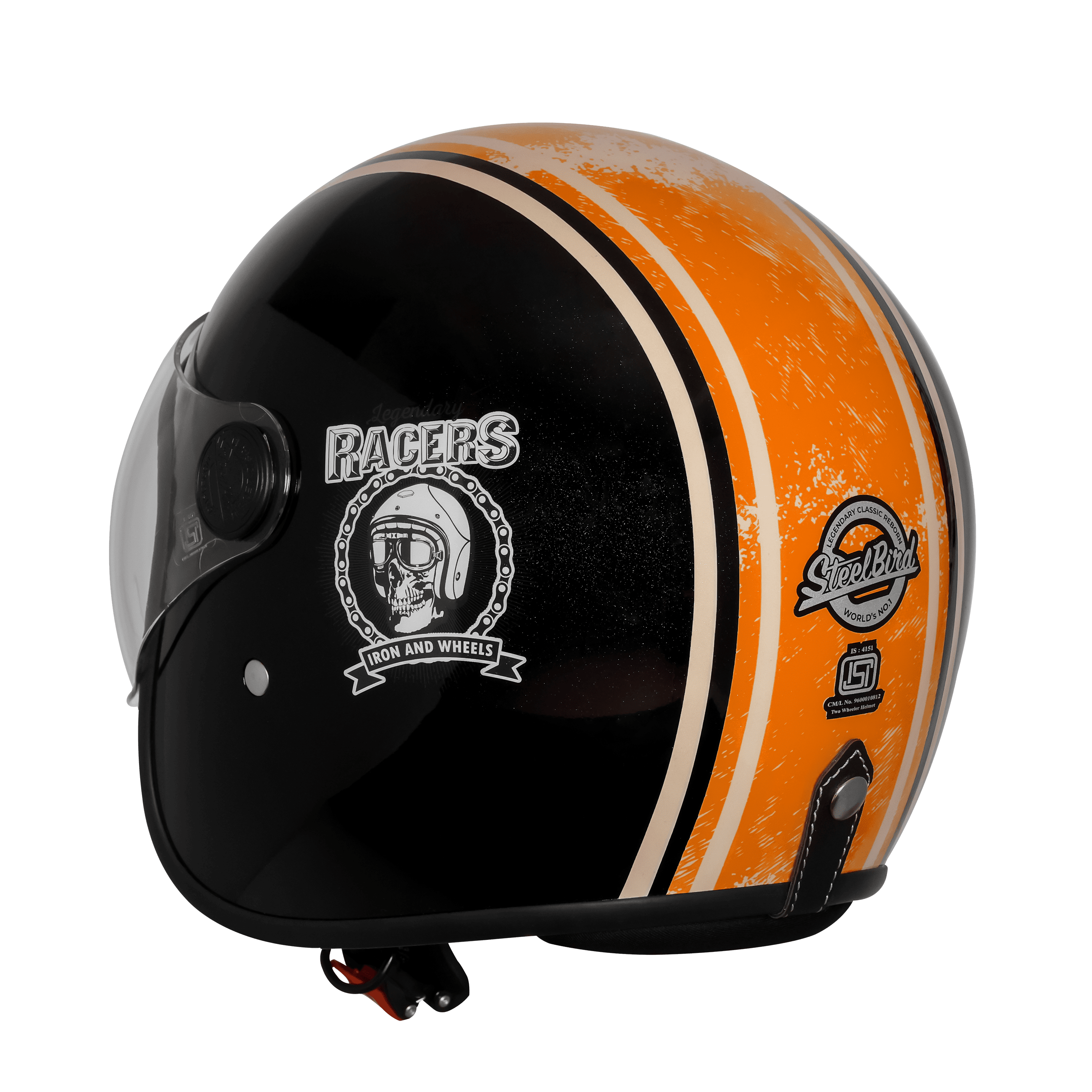 SBH-54 VINTAGE RACERS MAT BLACK WITH ORANGE